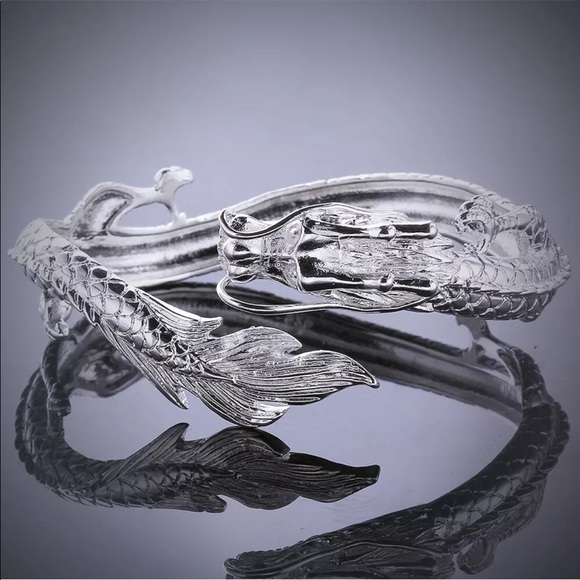 Silver Plated Dragon Wristband CuffBangle Bracelet - Picture 5 of 5